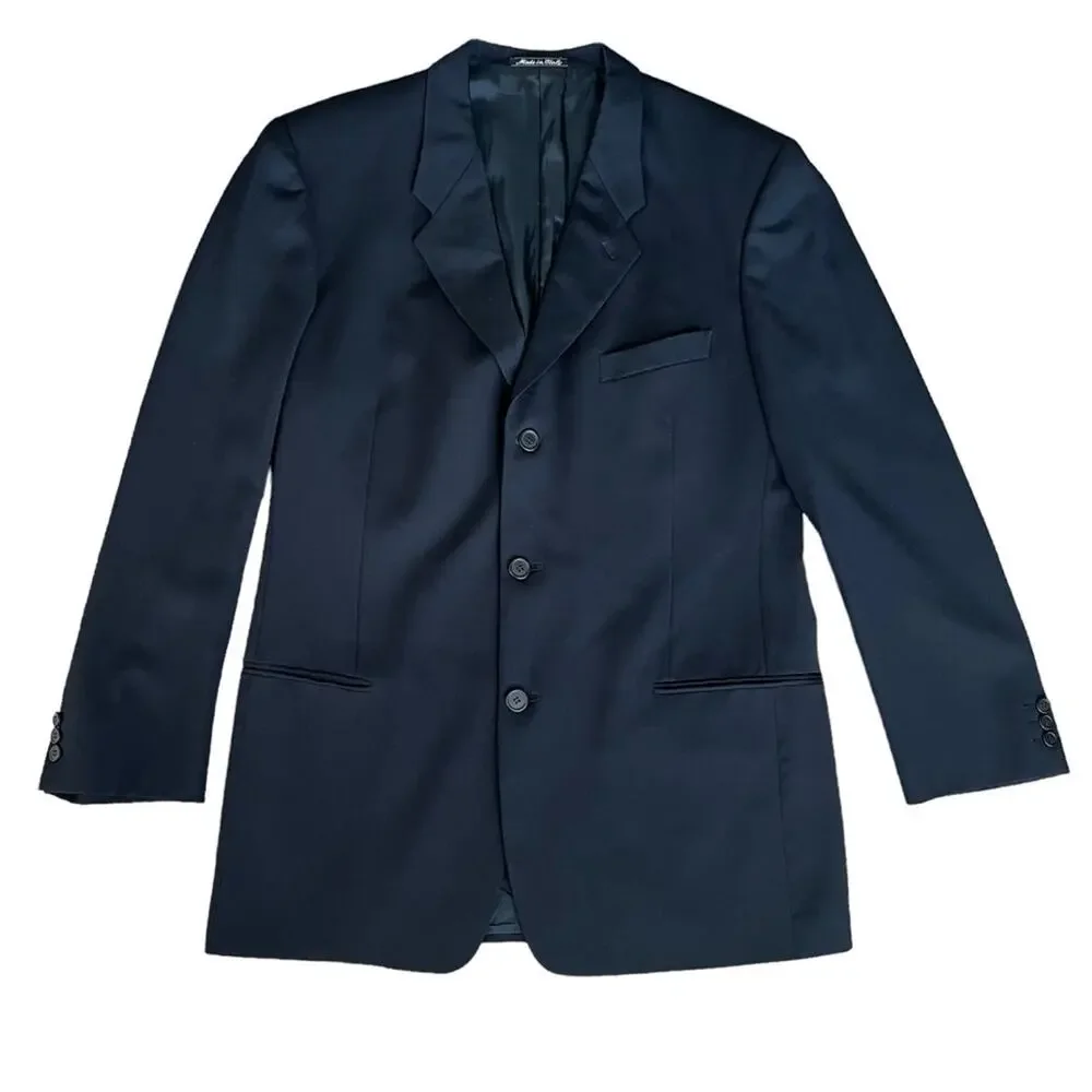 Giorgio Armani Le Collezione Men’s Wool Navy Blue Blazer Suit Jacket Size 42 L